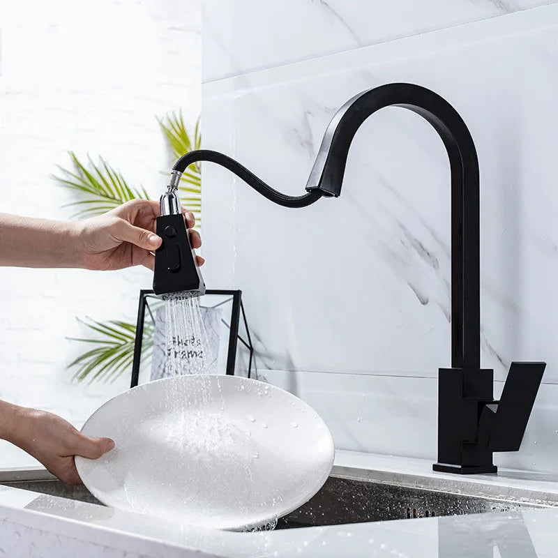 Touch Faucet Square Pull Out Sink Mixer Tap