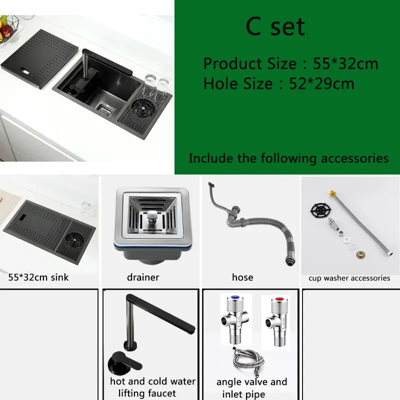 Hidden Black Sink Bowl Bar Small Size Sink