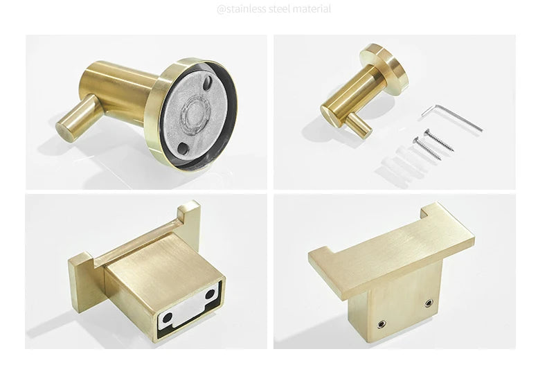 Brush Gold Stainless Steel Clothes Hook Wall Mounted