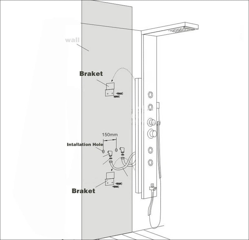 Newly Luxury Black/Brushed Bathroom Shower Faucet Led Shower
