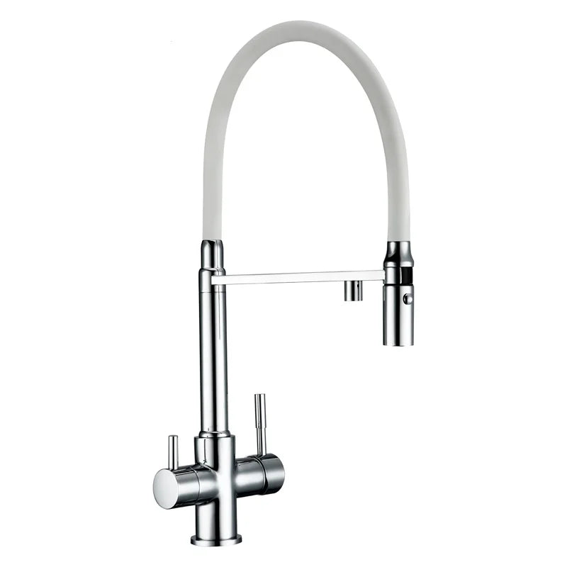 Bagnolux Copper Faucets Chrome Sink Black Hose Mount