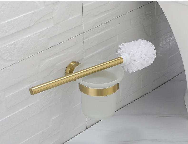 Bathroom Hardware Brushed Gold Toilet Brush Holder Robe
