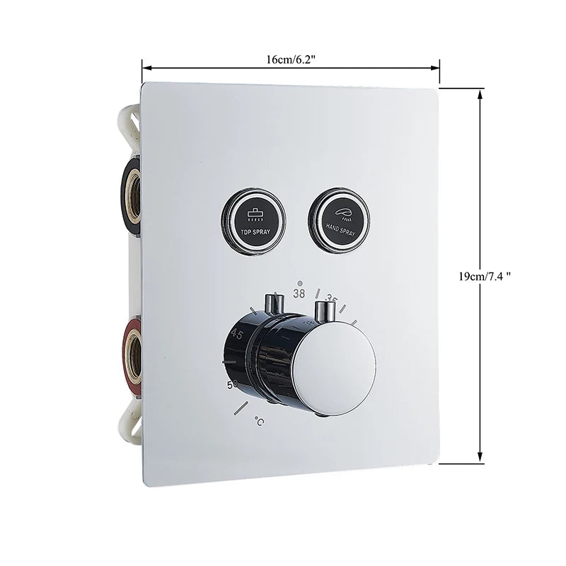 Chrome Thermostatic Shower Mixer Valve Shower Panel 2/3-Way