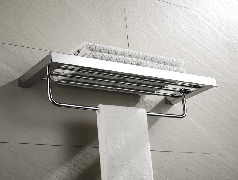 Stainless Steel Bathroom Wall Shelf Towel Bar Rack