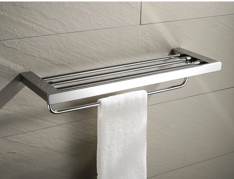 Stainless Steel Bathroom Wall Shelf Towel Bar Rack