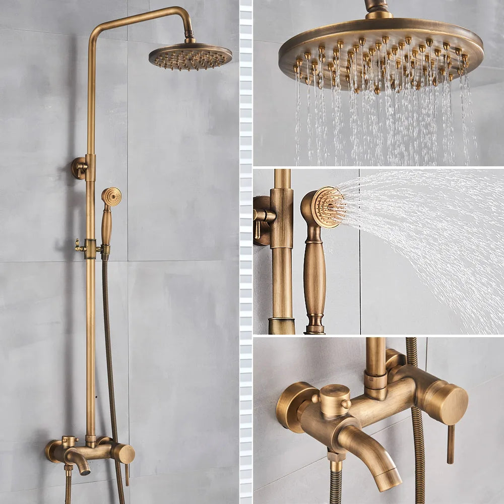 Antique Brass Bathroom Shower Faucet Bath Shower Mixer