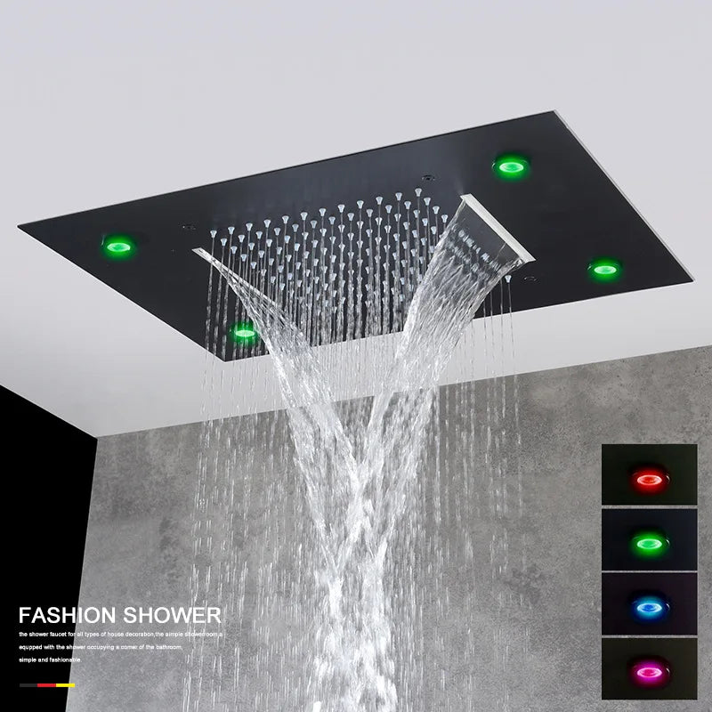 Ceiling Led Rainfal Shower Head Smart Remote Control
