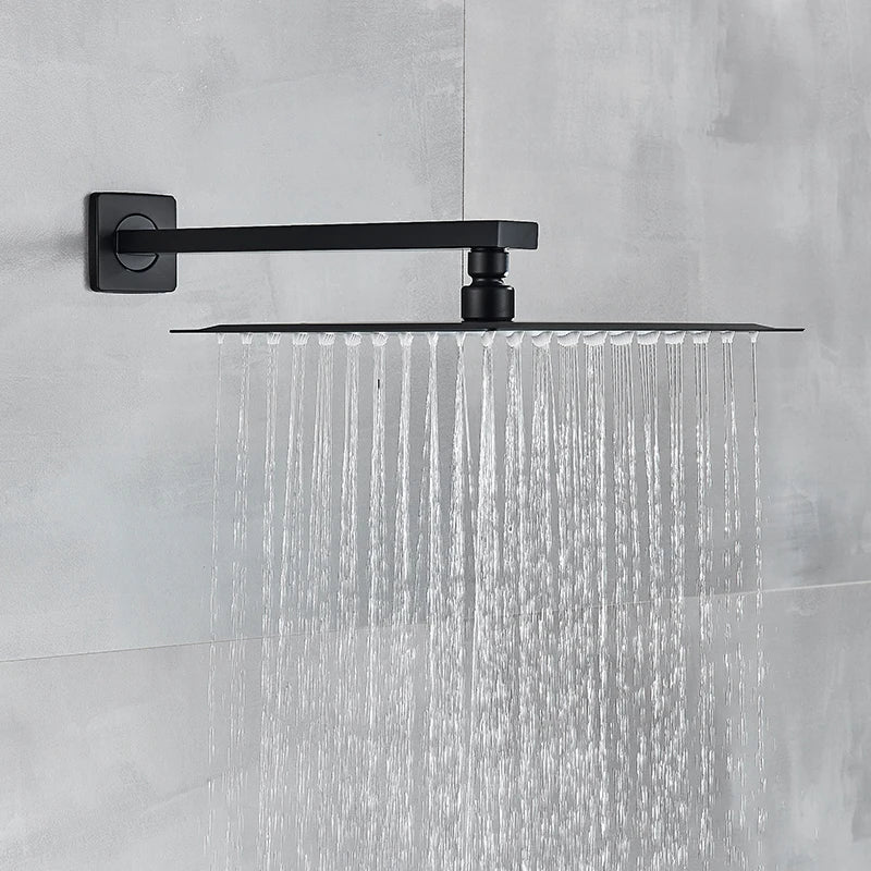 Black Shower Wall Mounted Shower Faucet Mixer 8/10/12/16