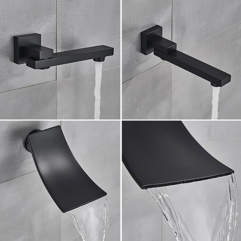 Matte Black Shower Faucet Rain Brass Shower Head