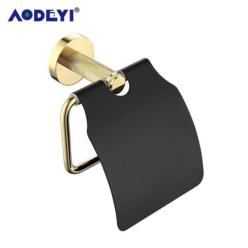 Bathroom Hardware Black Robe Hook Gold Towel Rail