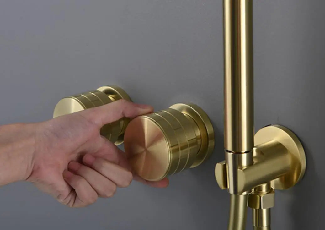 Bathroom Shower Faucet Black Mixer Valve Brushed Gold