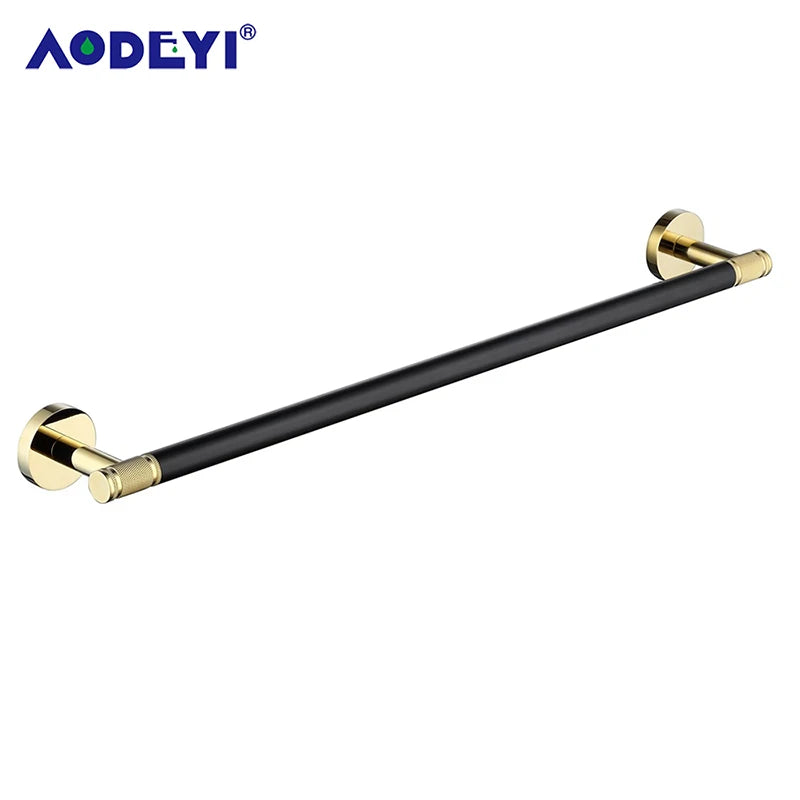 Bathroom Hardware Black Robe Hook Gold Towel Rail