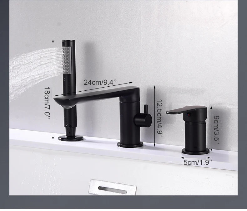 Ellen Bathtub Faucets Holes Black Cold Bath Shower