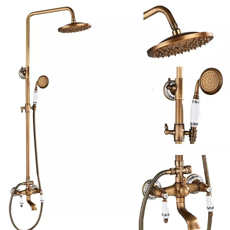 Antique Wall Hanging Shower Faucet Handle Hand Shower