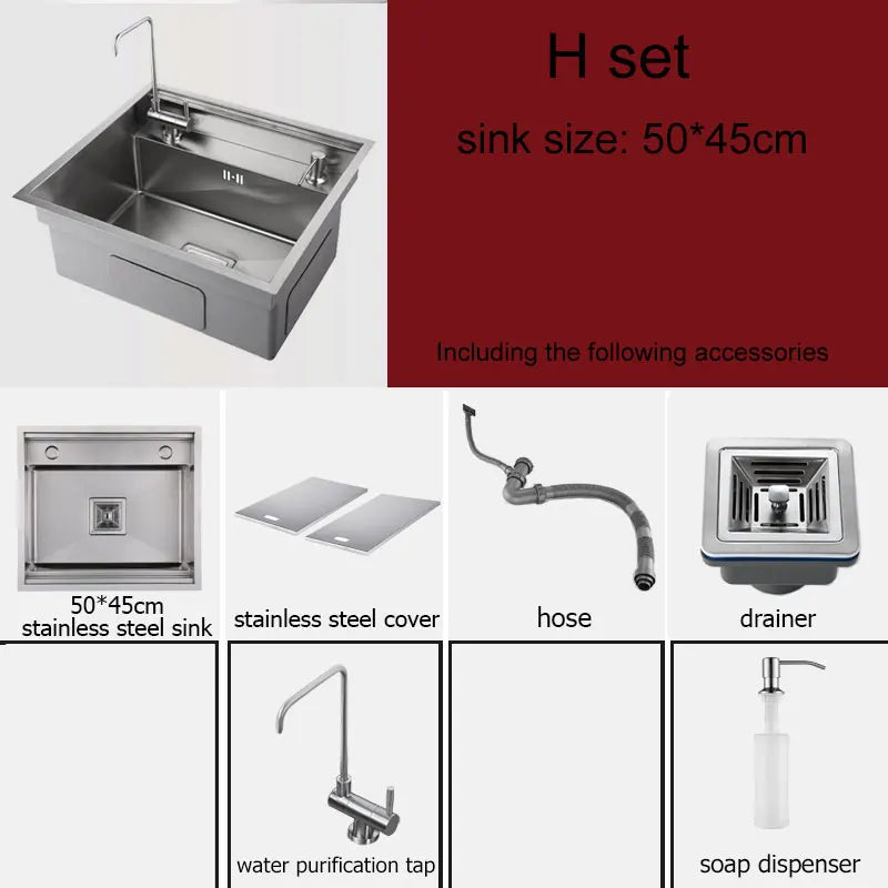 Black Hidden Black Sink Bowl Bar Stainless Steel