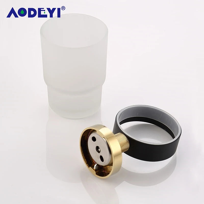 Bathroom Hardware Black Robe Hook Gold Towel Rail