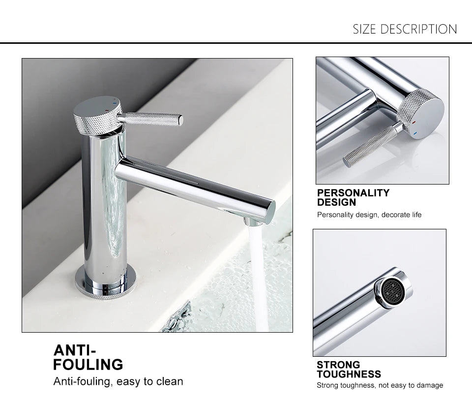 Solid Brass Gold Basin Faucet Hole Handle Cold