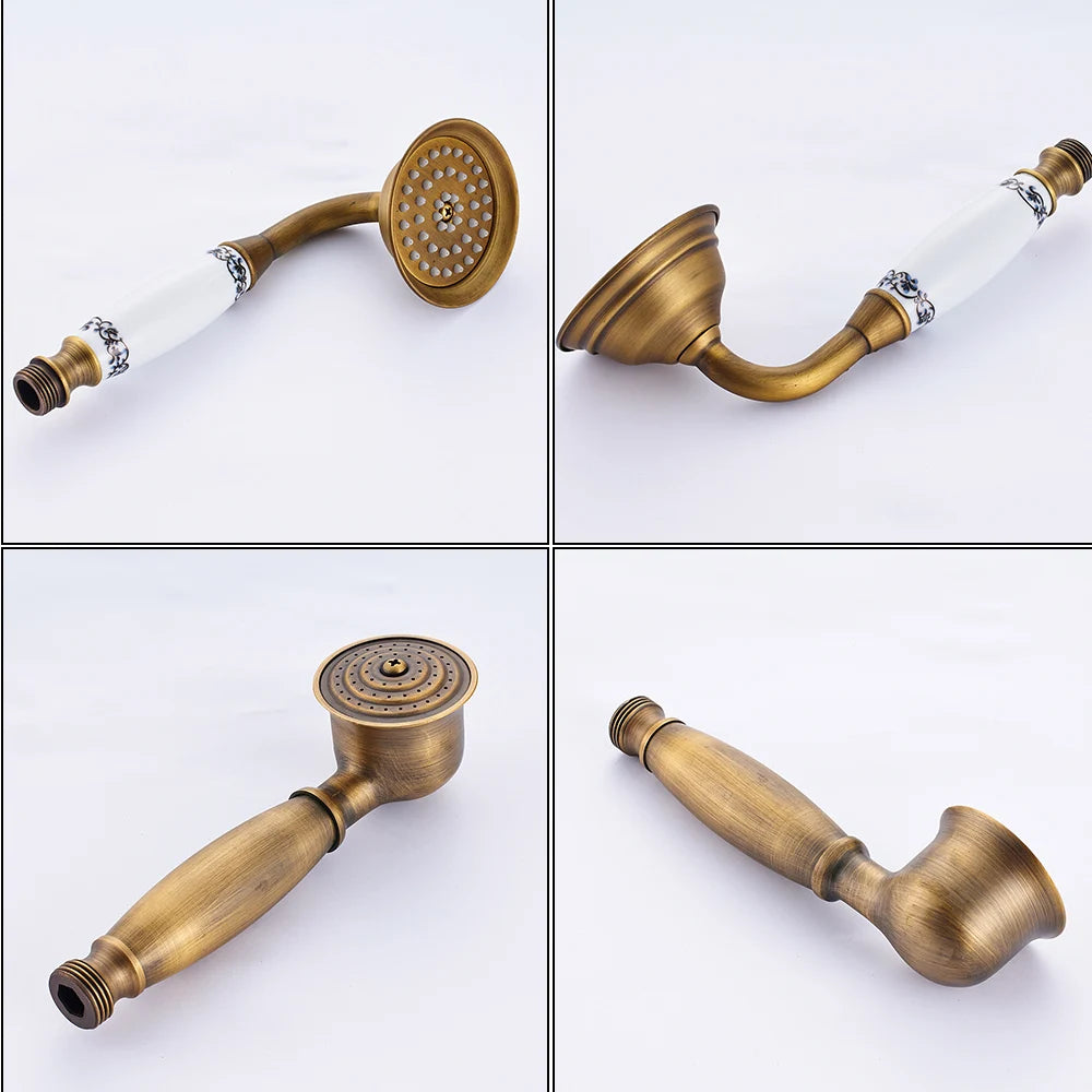 Rozin Brass Antique Bathroom Shower Faucet Wall Mount