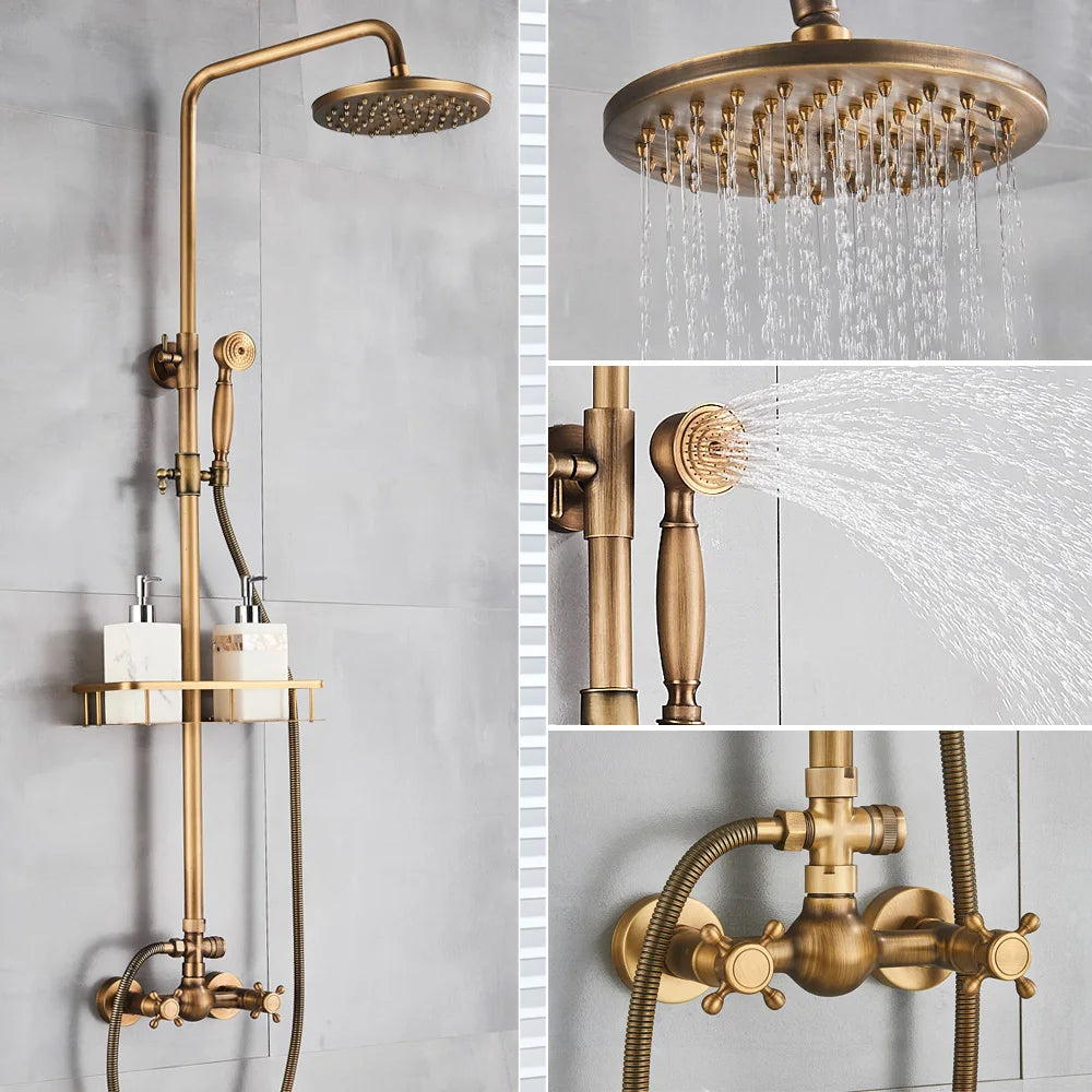 Antique Brass Bathroom Shower Faucet Bath Shower Mixer