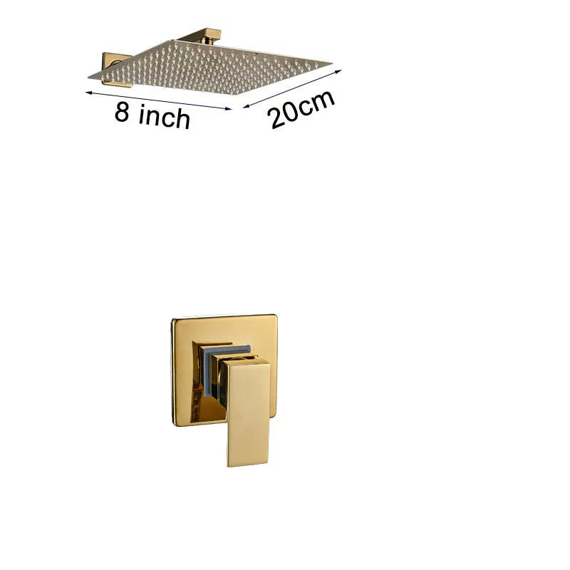 Rozin Golden Shower 8/10/12 Square Rainfall Shower Faucet