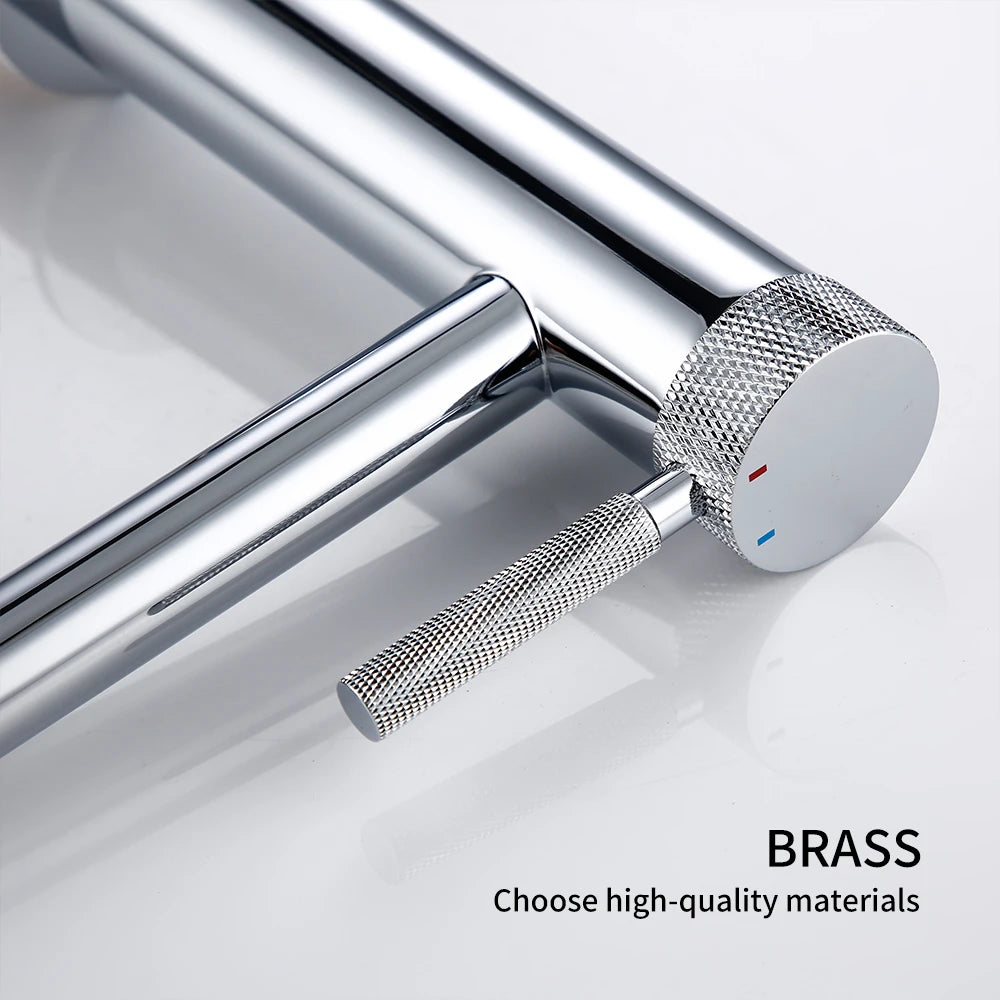Solid Brass Gold Basin Faucet Hole Handle Cold