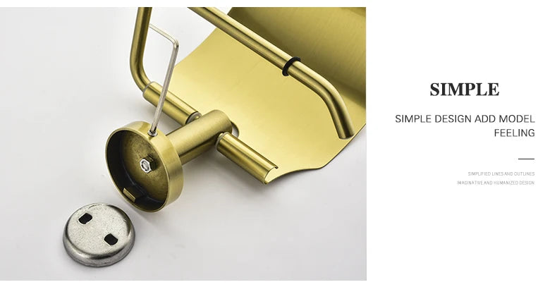 Bathroom Hardware Brushed Gold Toilet Brush Holder Robe