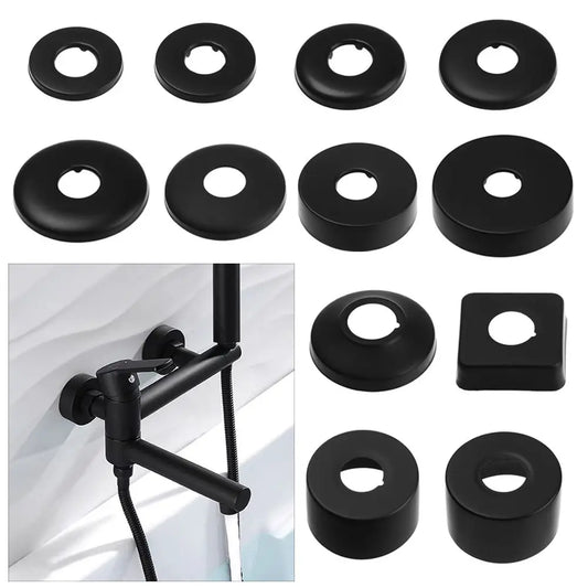 1pc Black Shower Faucet Decorative Cover Chrome Finish