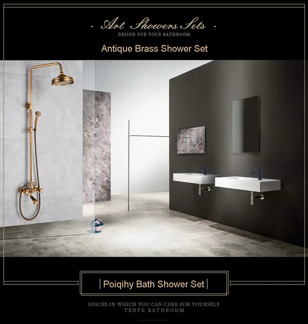 Poiqihy Antique Shower Wall Bathroom Bath Shower Faucet