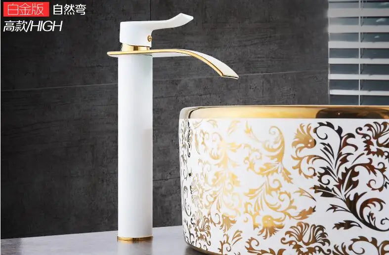 Tuqiu Basin Faucet Gold Waterfall Faucet Brass Bathroom