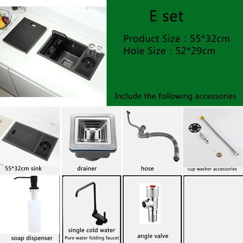 Hidden Black Sink Bowl Bar Small Size Sink