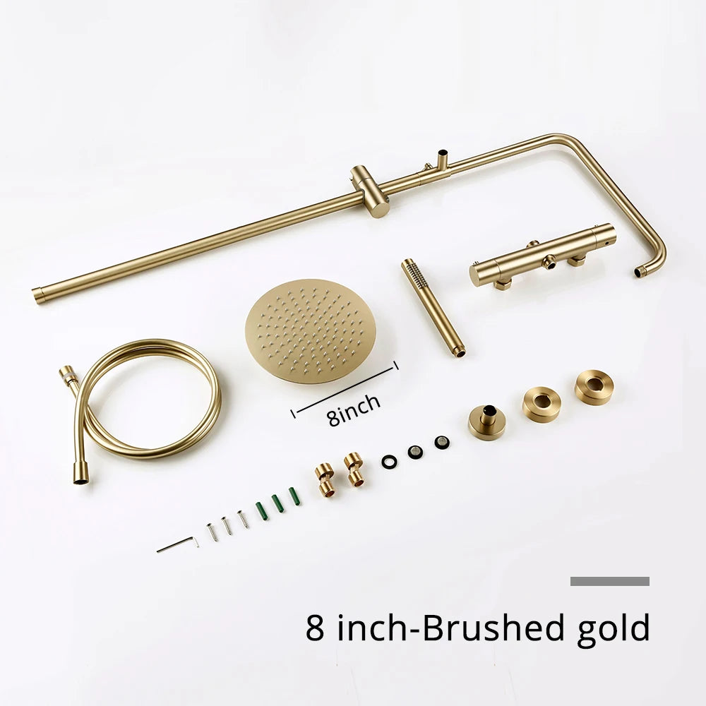 Thermostat Mixer Shower Wall Mount Bathroom Faucet Diverter