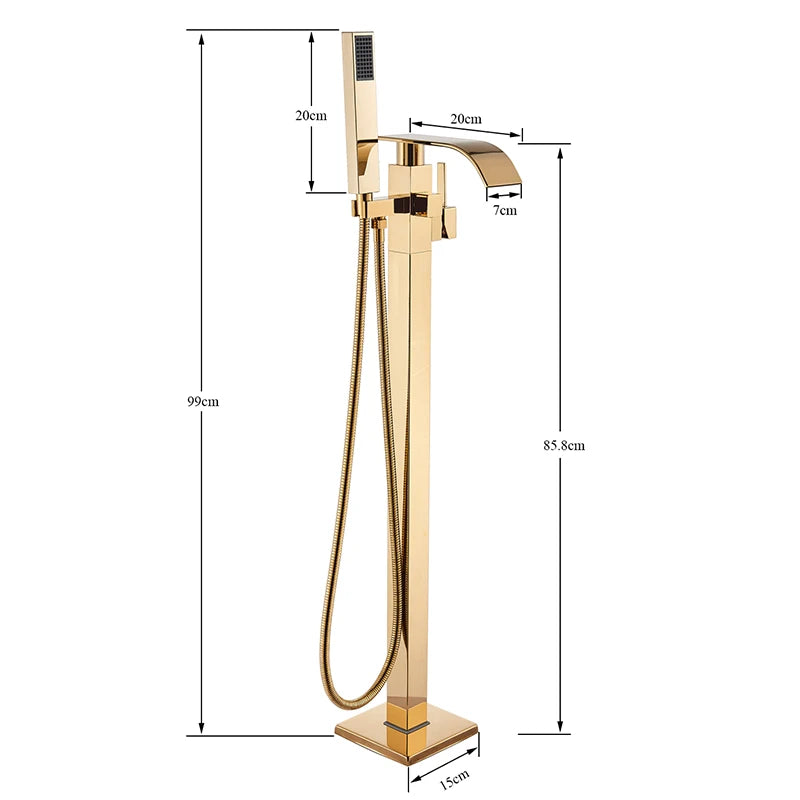 Rozin Golden Bathtub Shower Faucet Floor Mounted Bathroom