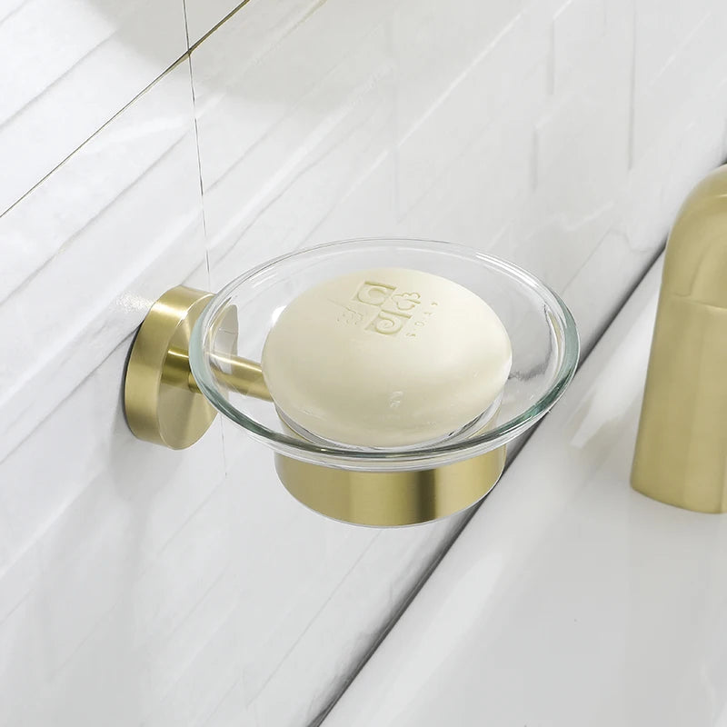 Bathroom Hardware Brushed Gold Toilet Brush Holder Robe