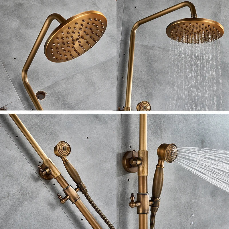 Shbshaimy Antique Brass Bathroom Shower Wall Mounted Rainfall