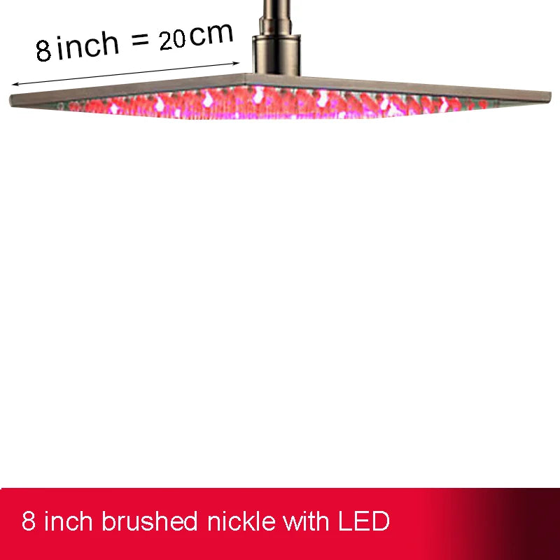 Black Rainfall Shower Head Led Light 16 Large