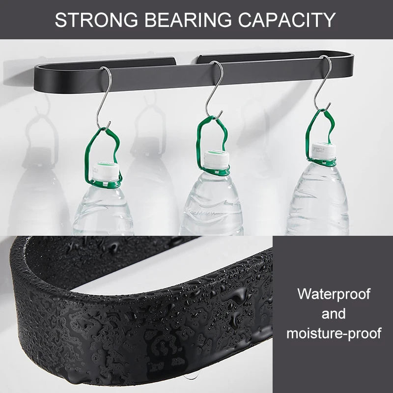 30-50cm Black Bath Towel Holder Bathroom Towel Rack