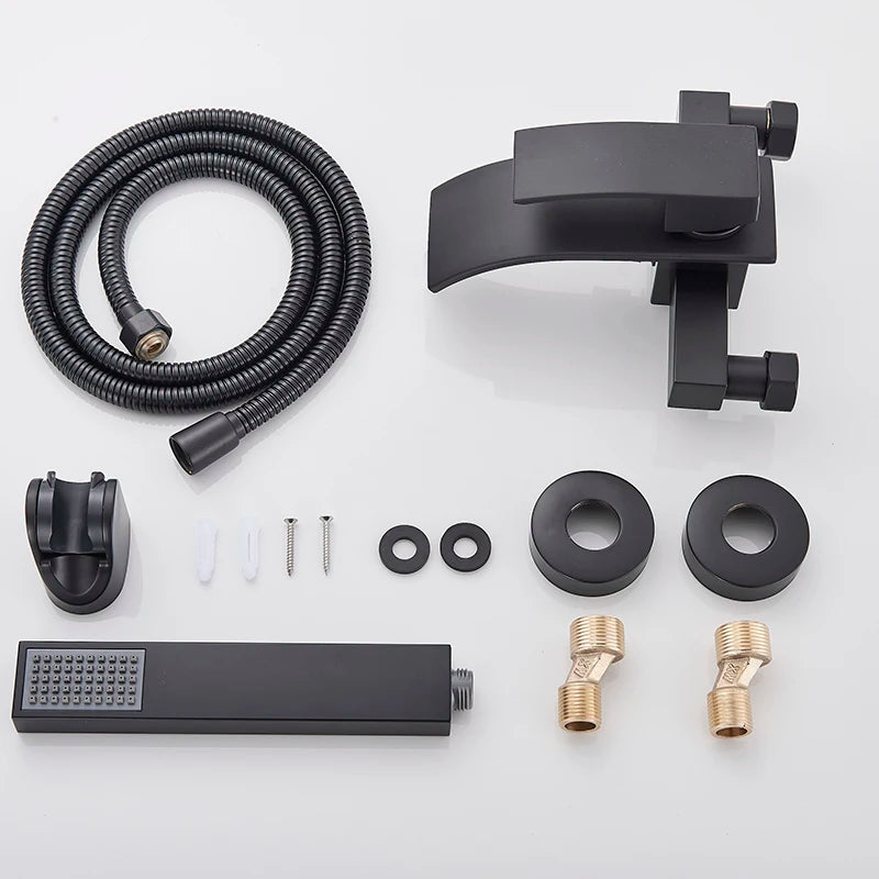 Myqualife Matte Black Bathroom Faucet Function Bathtub Facuet