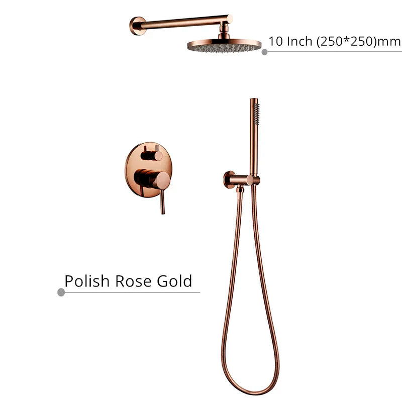 Brass Rose Gold Shower 8-16 Inch Bathroom Wall