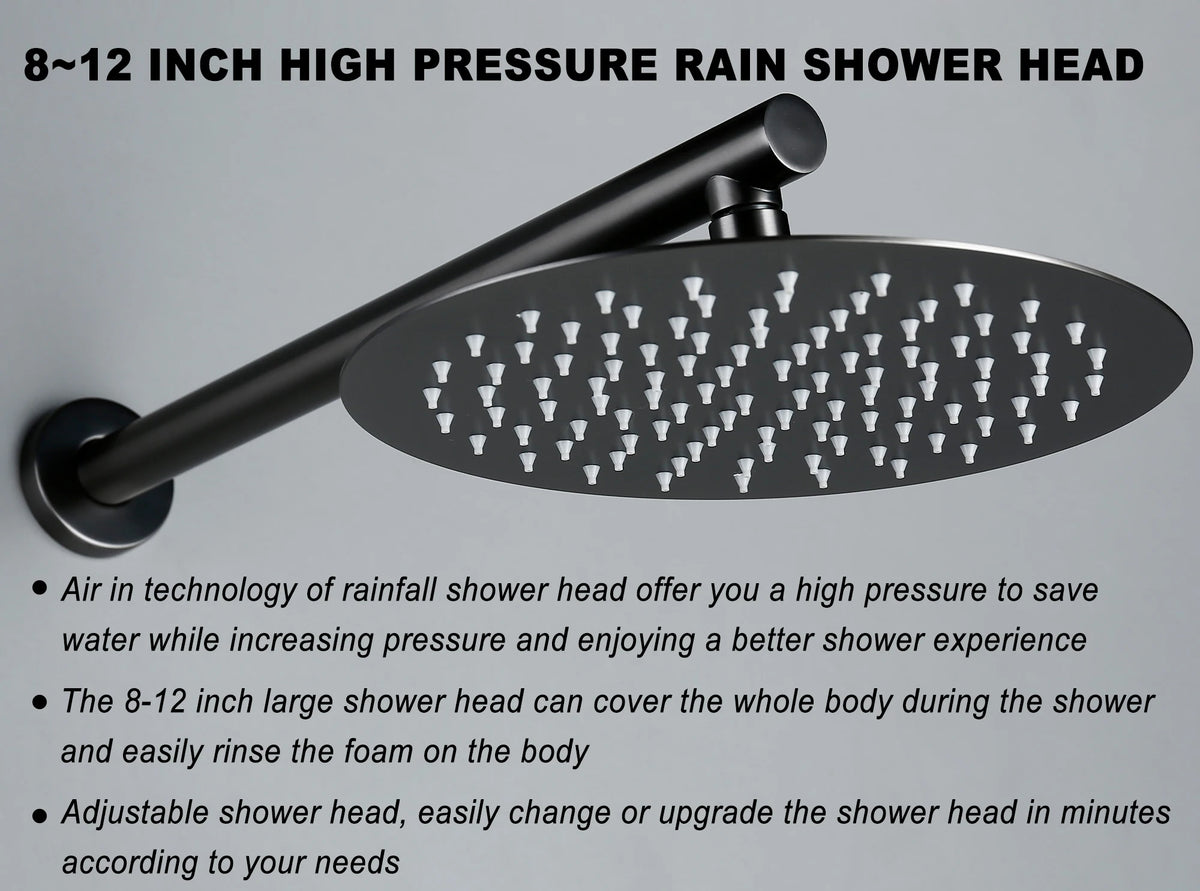 Bagnolux Gun Gray Bath Shower Brass Head Rianfall