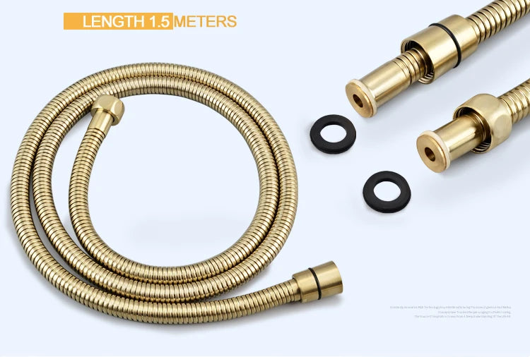 Brass Round Handheld Shower Head Brushed Gold Finish