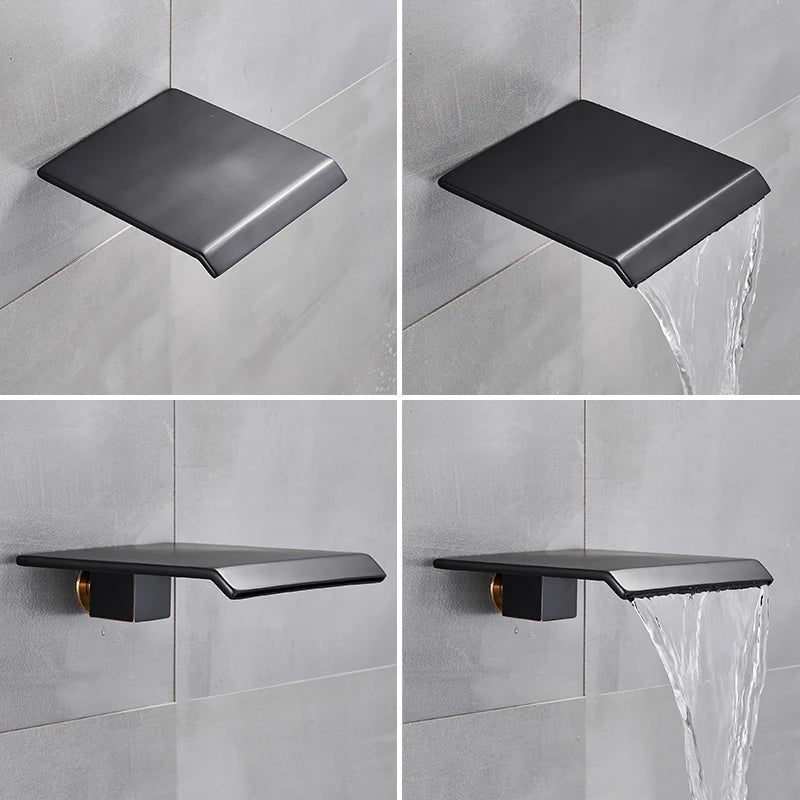 Matte Black Shower Faucet Rain Brass Shower Head