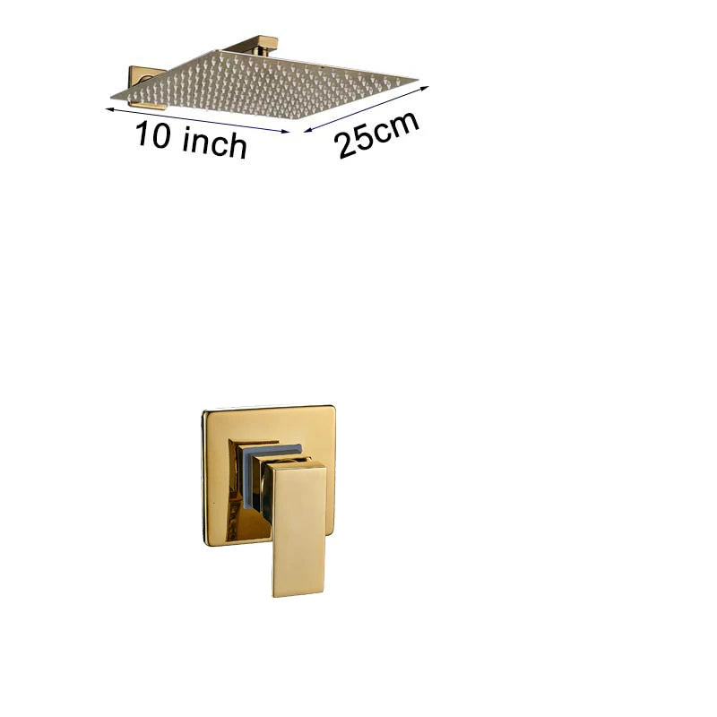 Rozin Golden Shower 8/10/12 Square Rainfall Shower Faucet