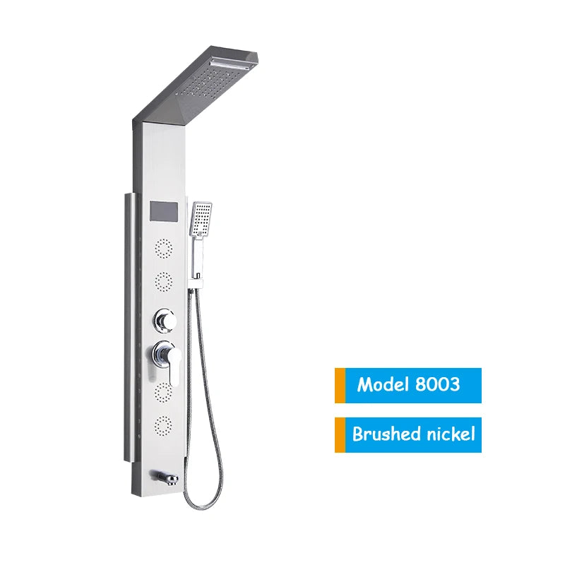 Luxury Led Shower Column Faucet Brushed Nickel Spa