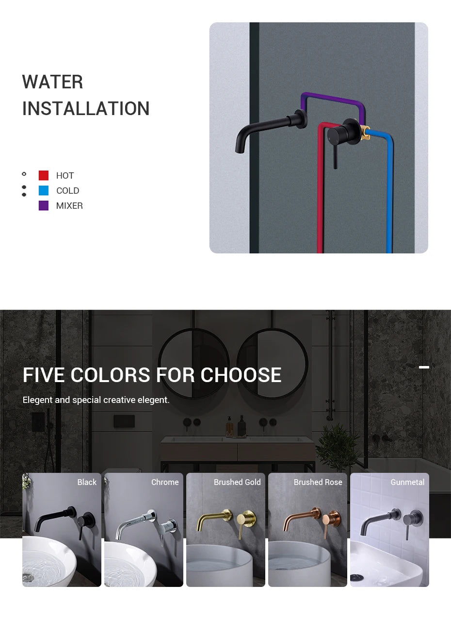 Black Bathroom Sink Faucet Brass Tap Cold Wash
