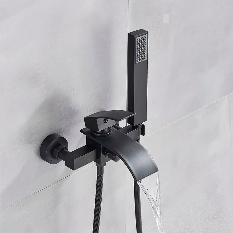 Myqualife Matte Black Bathroom Faucet Function Bathtub Facuet