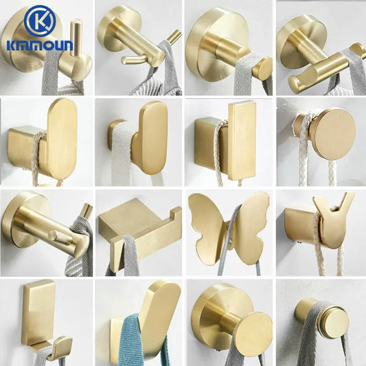 Brush Gold Stainless Steel Clothes Hook Wall Mounted