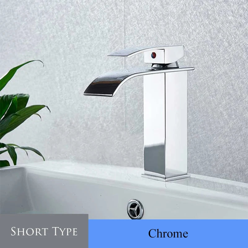 Retail Waterfall Bathroom Basin Faucet Chrome Deck Mount