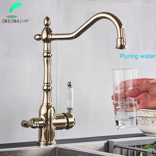 Polished Golden Filter Faucet Drinking Pure Water Tap