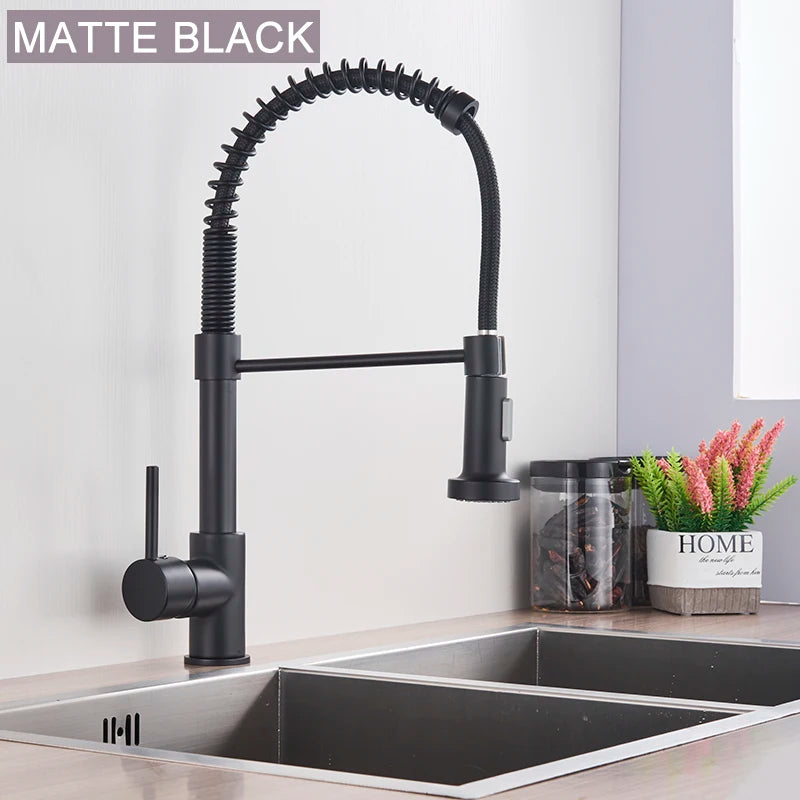 Brushed Gold Sink Faucet One Handle Spring Cold