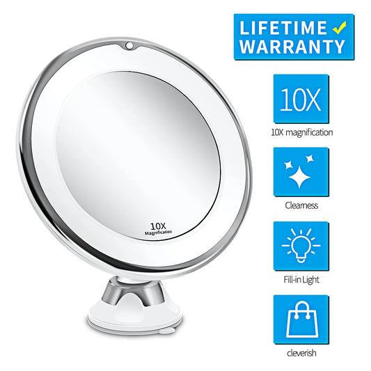 Flexible Makeup Mirror 10x Magnifying Mirrors 14 Led